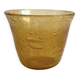 Champagne bucket from the Biot glassworks in ochre-colored blown glass