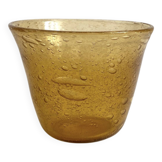 Champagne bucket from the Biot glassworks in ochre-colored blown glass