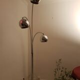 Lamppost chrome and marble thrush with three globes, 70s