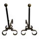 Pair of 19th century iron and brass andirons
