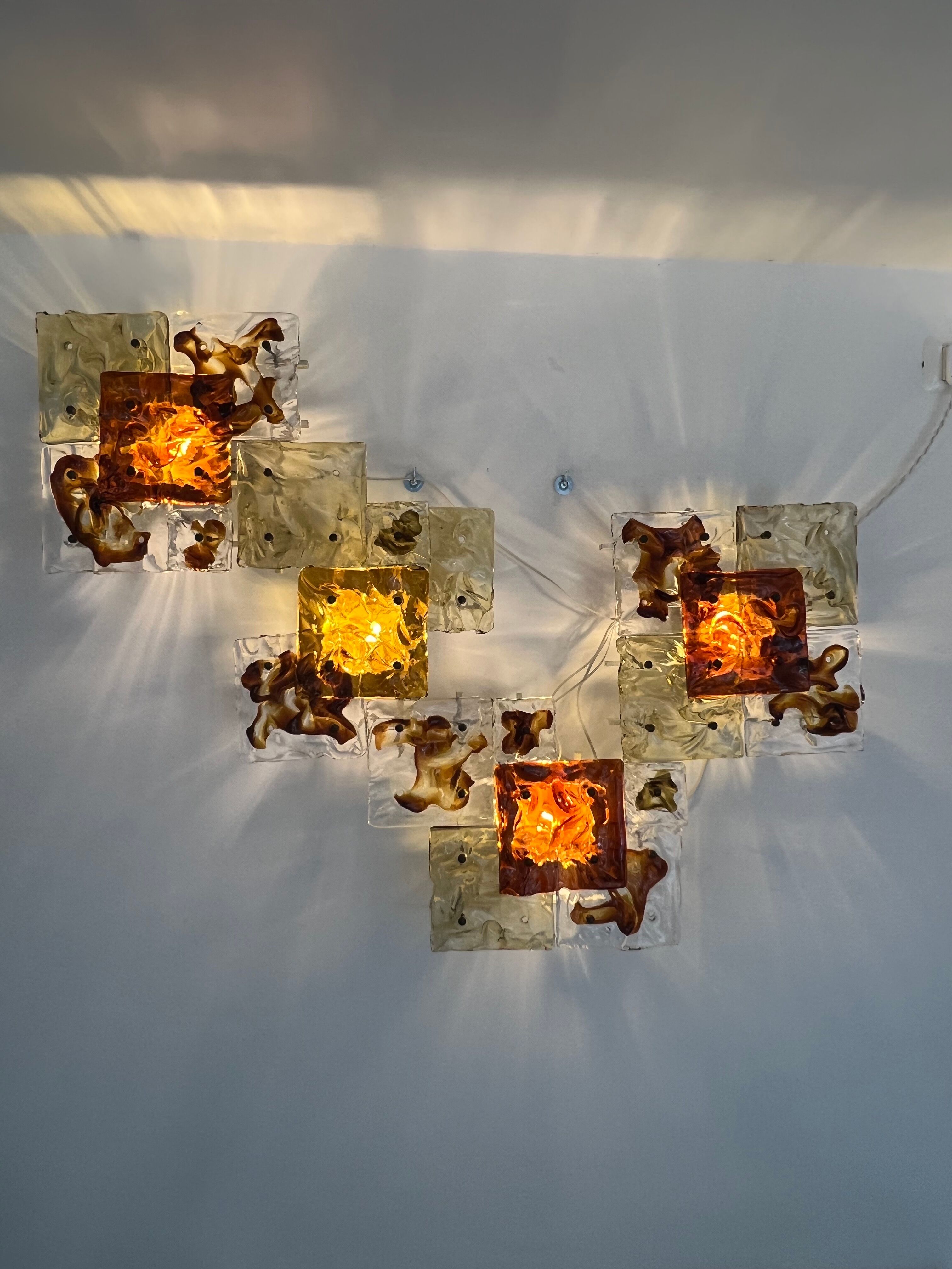 Modernist Venini Patchwork Hand Blown Panel by Toni Zuccheri from 70s