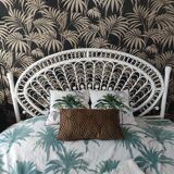 Headboard 2 places rattan peacock