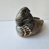 Zoomorphic ceramic sculpture - Duck / Vase of flowers Signed