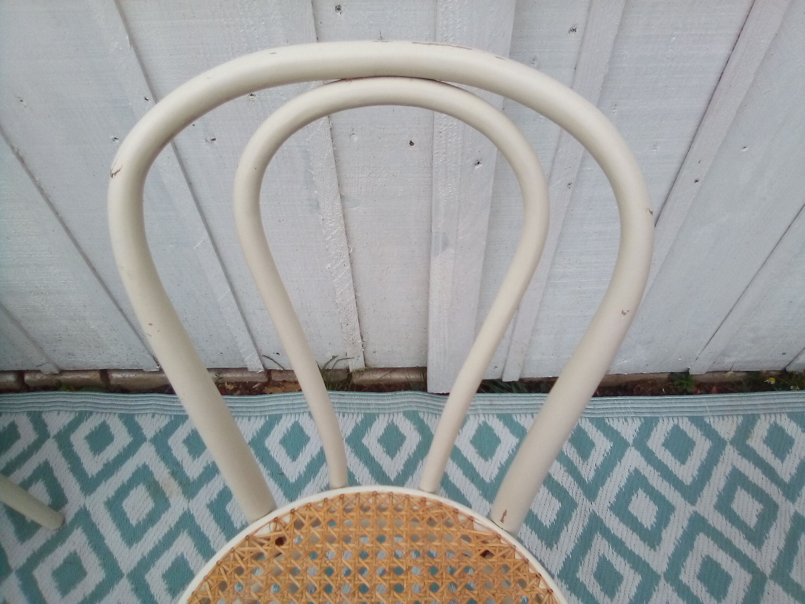 Lot of 4 bistro chairs in caned wood