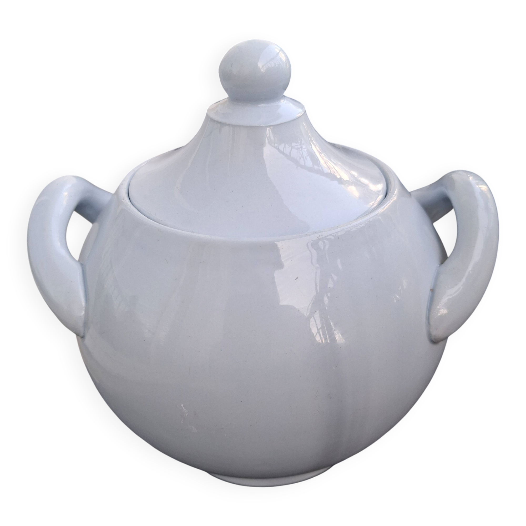 Pastel blue sugar bowl Sarreguemines France