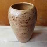 Former ceramic vase marron beige vintage 70s