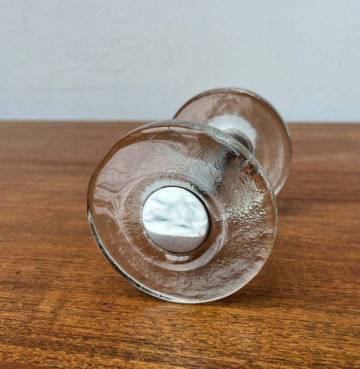 Mid-century modern glass and metal door handle from the space age, Germany, 1960s.