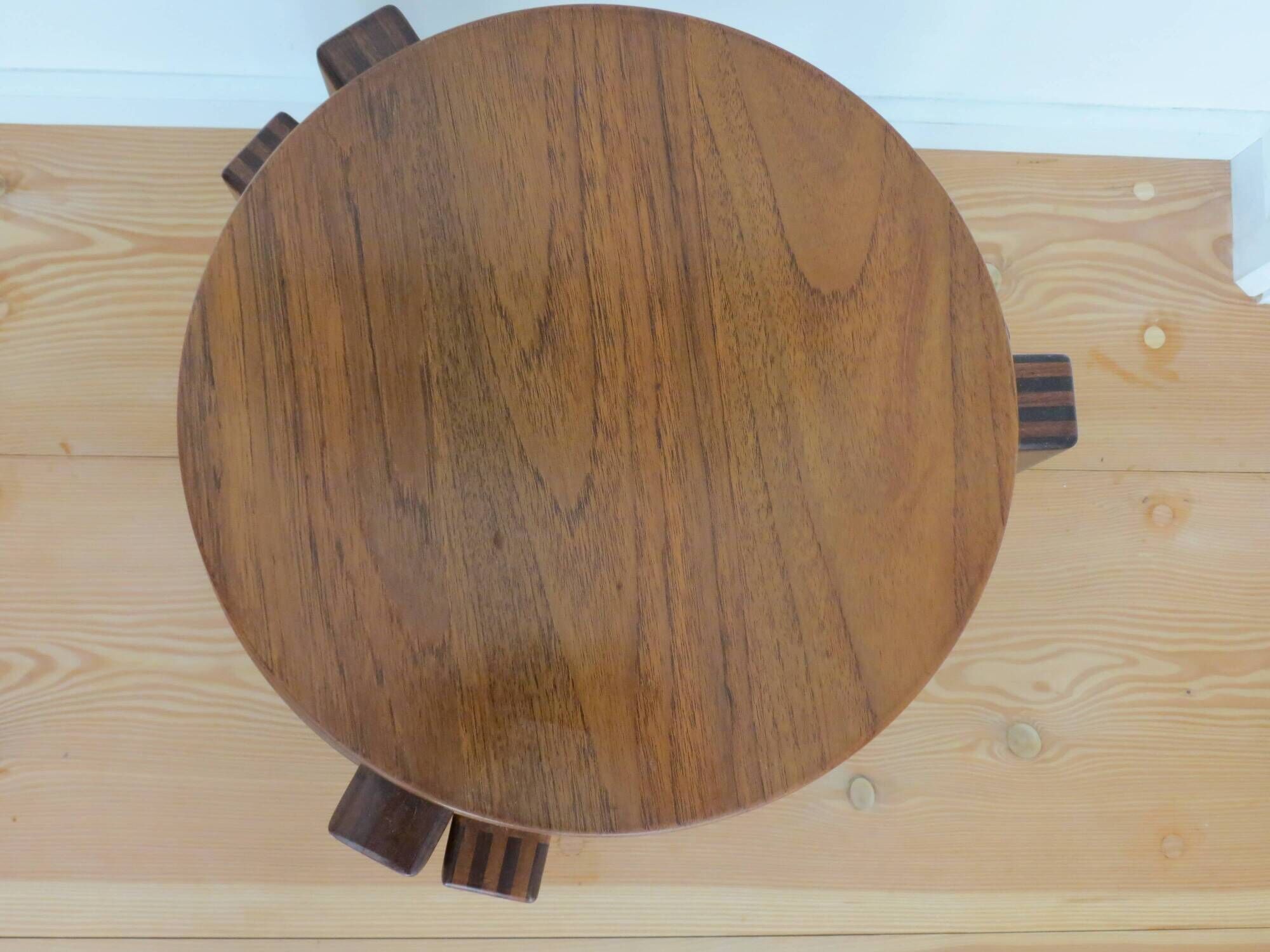 Pair of Mid Century Afrormosia Round Stacking Side Tables 1960s