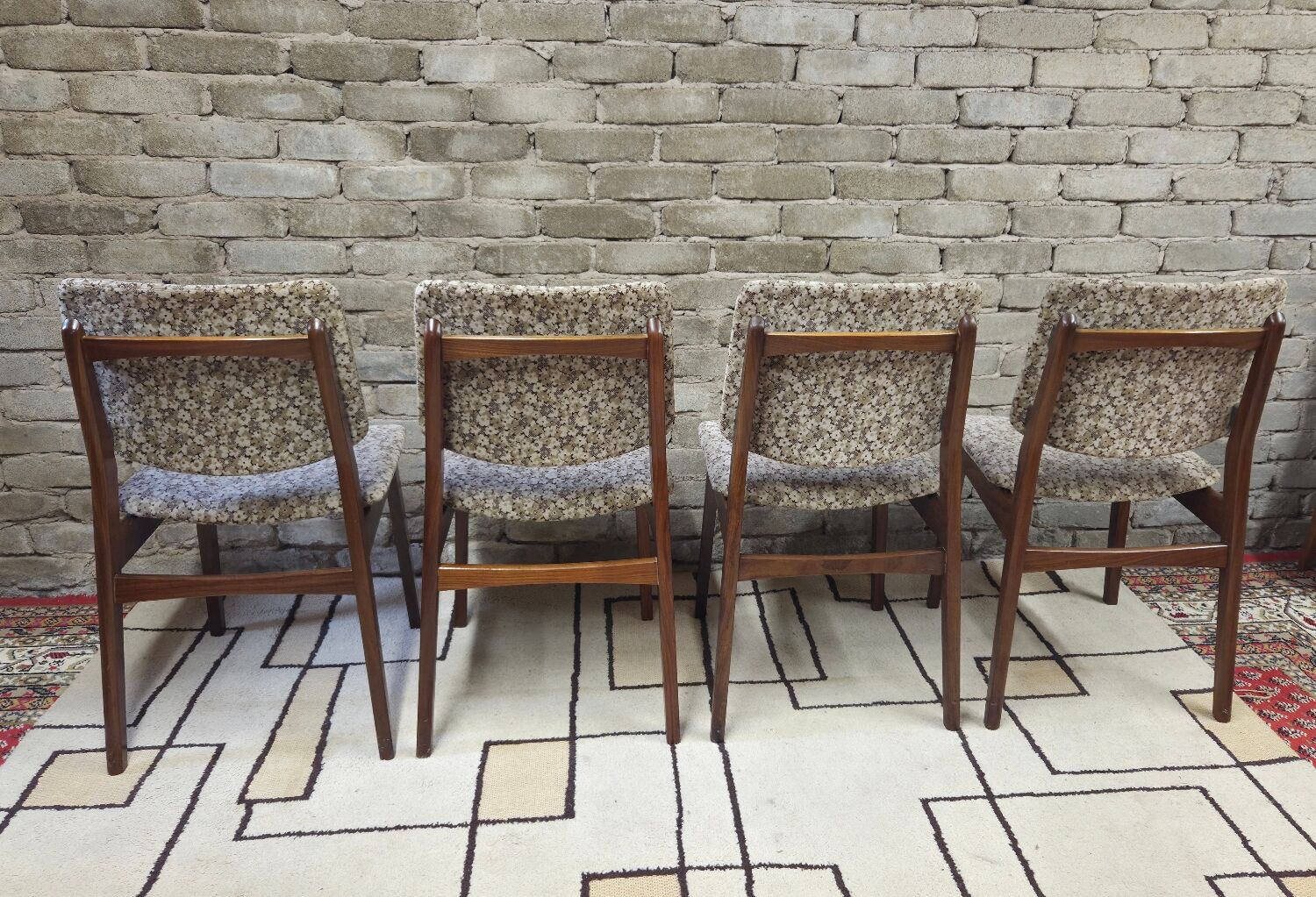 Set of 4 vintage Scandinavian teak chairs from the 1960s.
