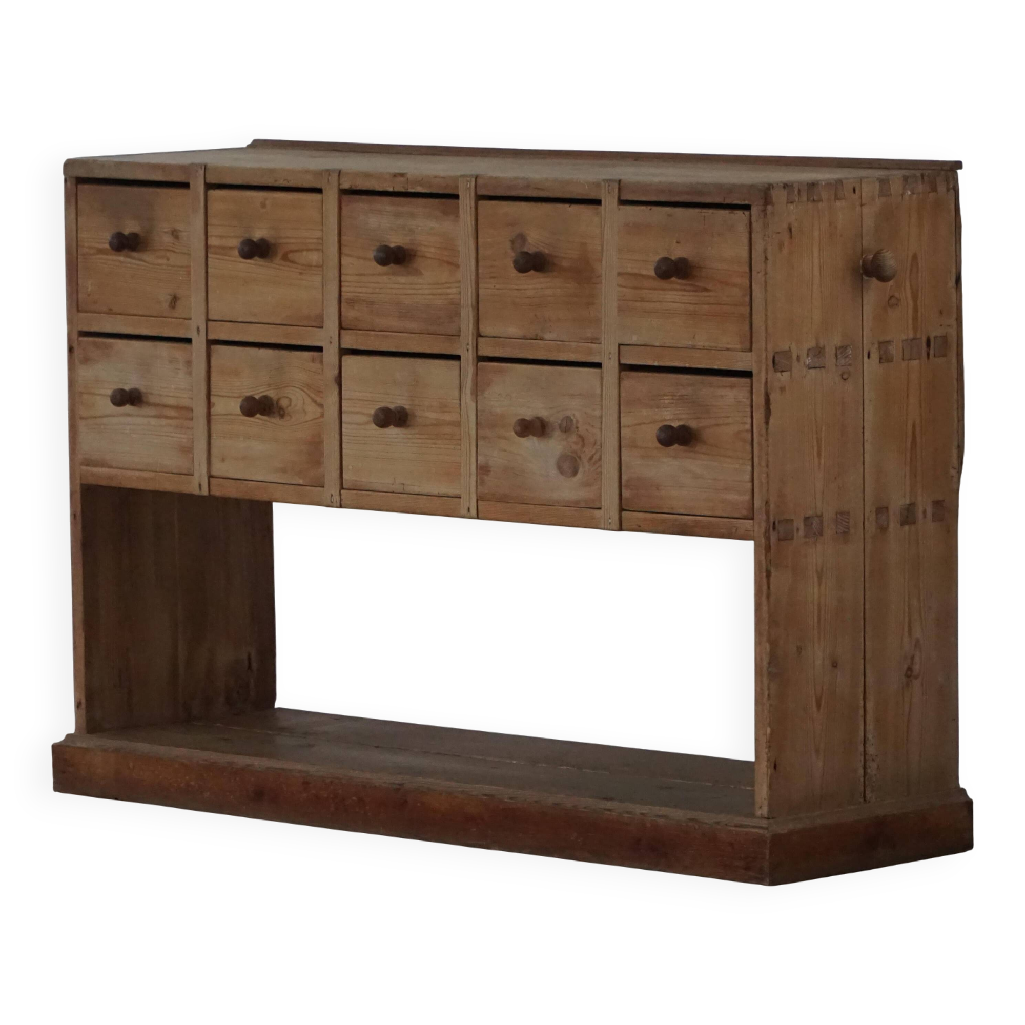 Danish apothecary cabinet in antique pine from the 19th century / Console, 1850–1880s