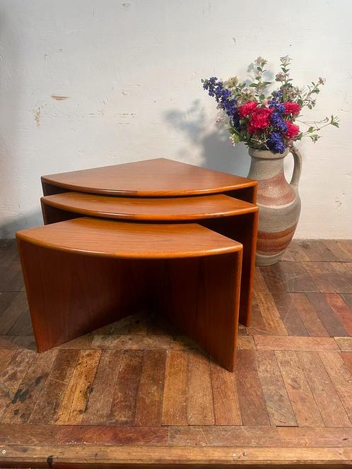 Set of 3 MCM nesting side tables in Danish teak