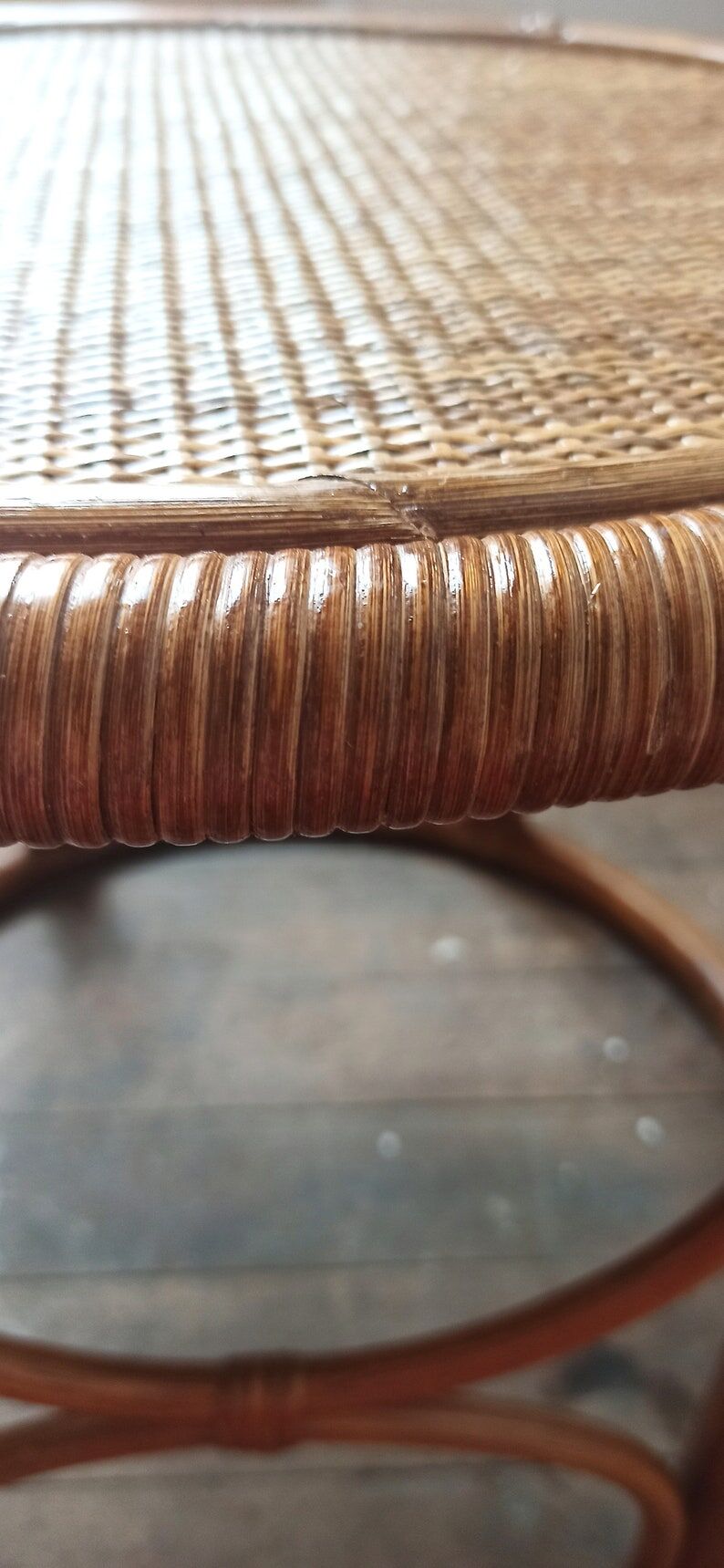 Vintage rattan trundle coffee table