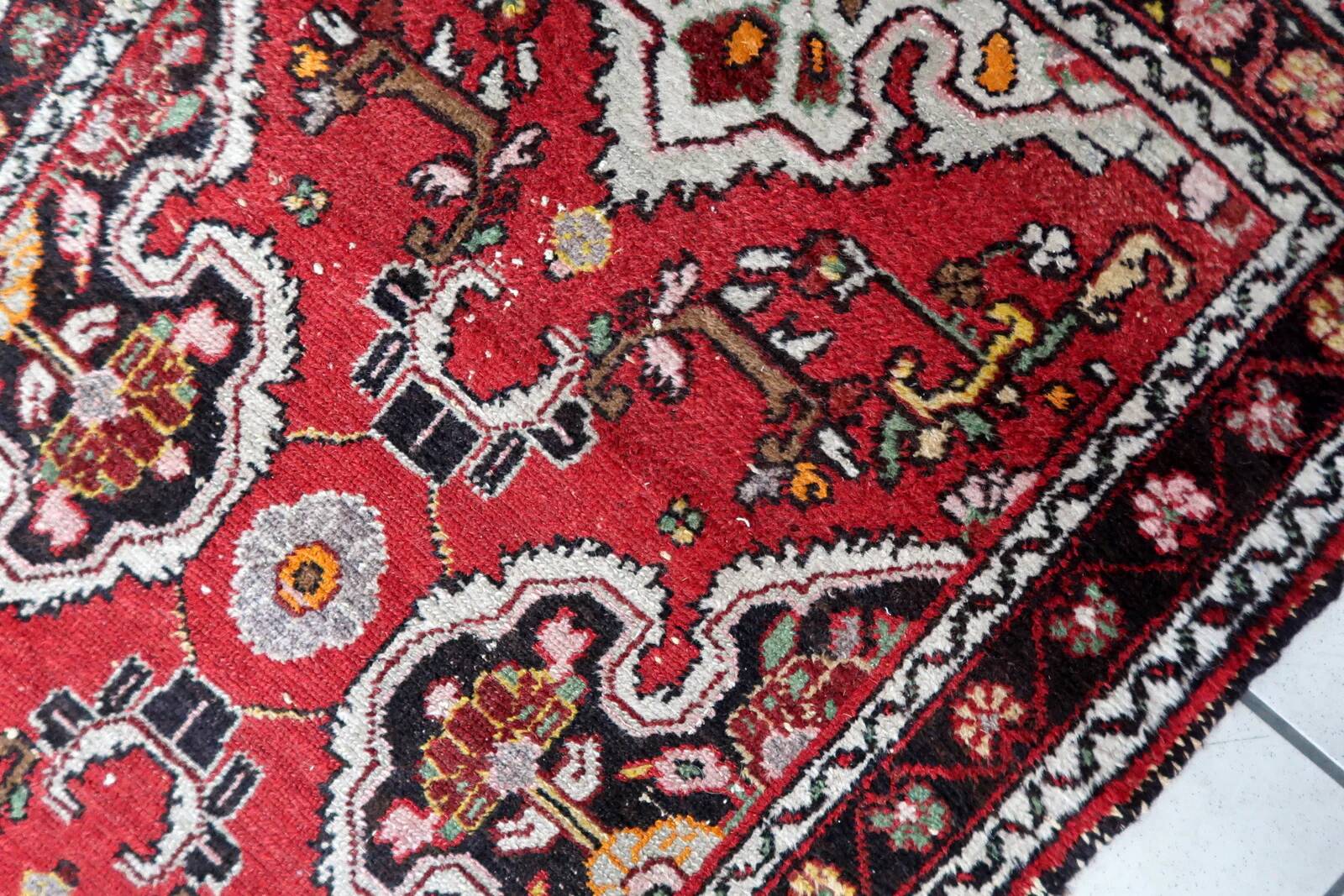 Handmade antique Persian Malayer runner rug 77cm x 382cm, 1920s