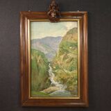 Painting Italian signed landscape from the 50s