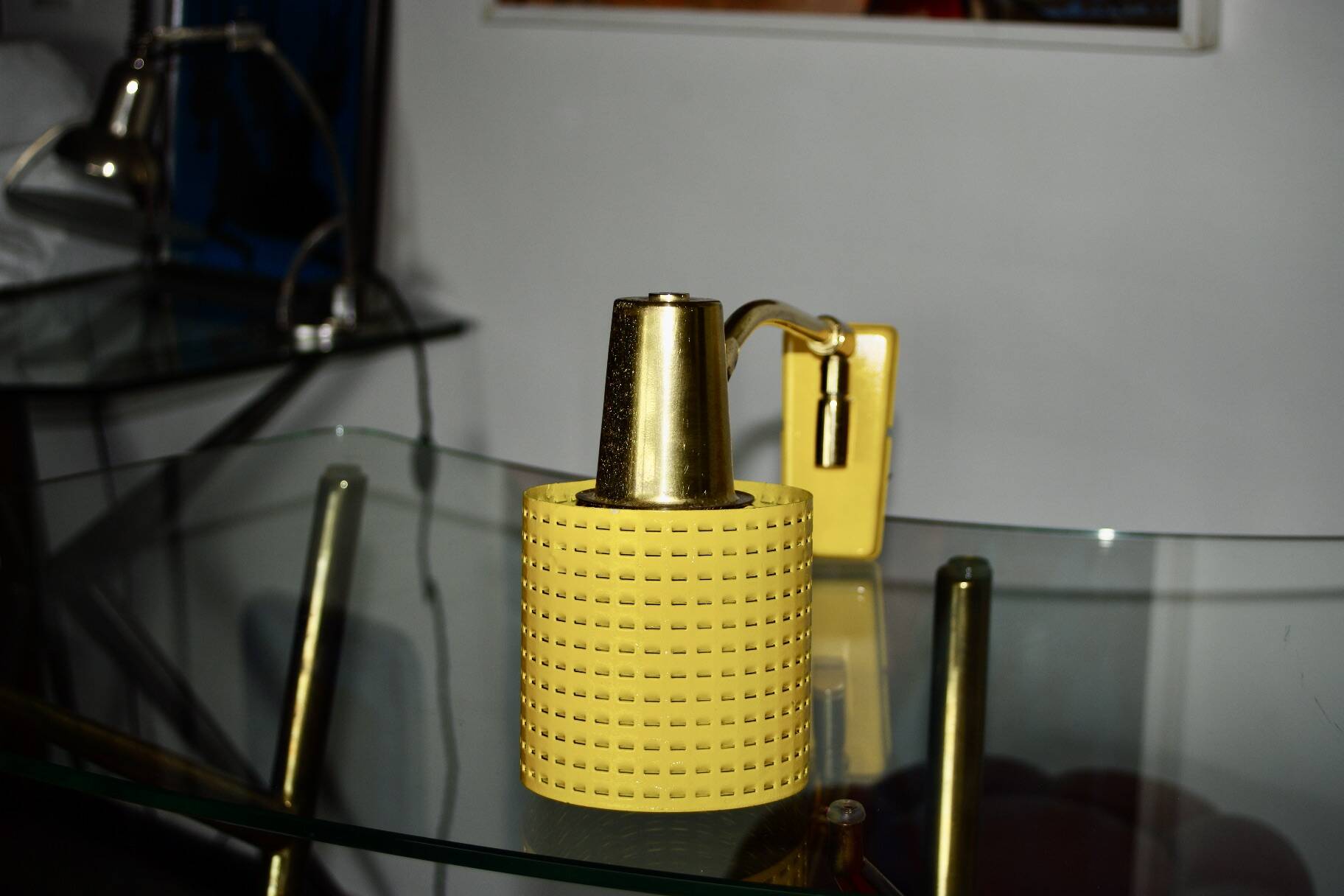 Vintage adjustable wall light in steel and brass germany 1960