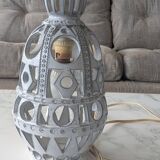 Ceramic lamp with cut-out design in the style of Roger Collet, 1960s.