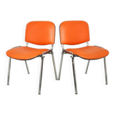 Chaises de bureau orange, années 1980