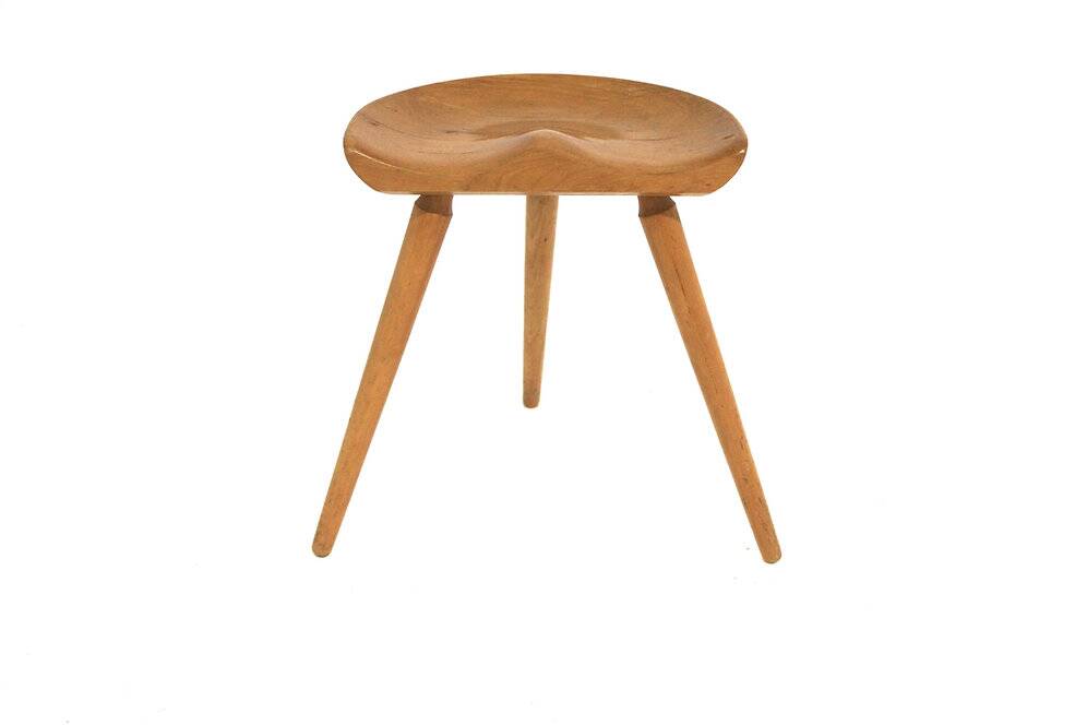 Tabouret tripode en hêtre, Suède, 1960