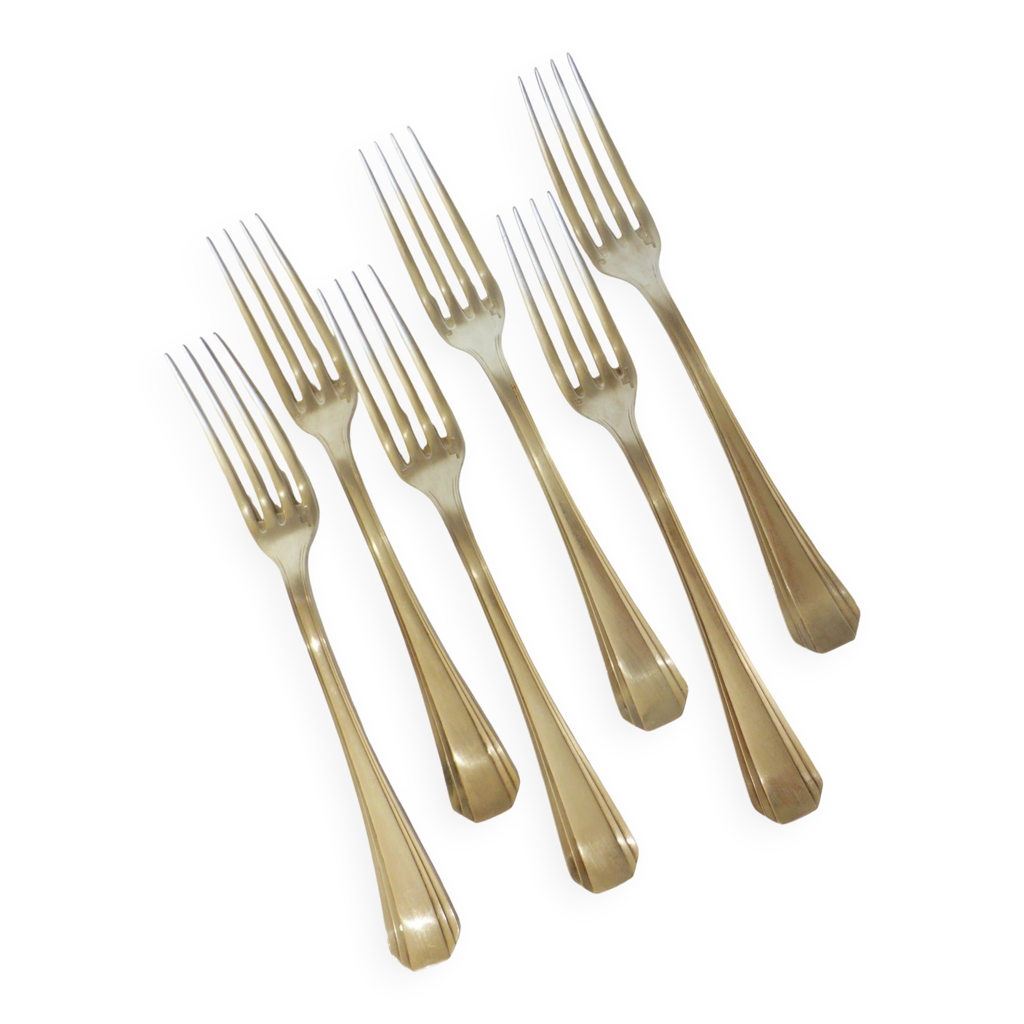 6 vintage Christofle Art Deco style silver-plated metal forks 220669