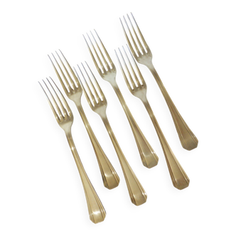 6 vintage Christofle Art Deco style silver-plated metal forks 220669
