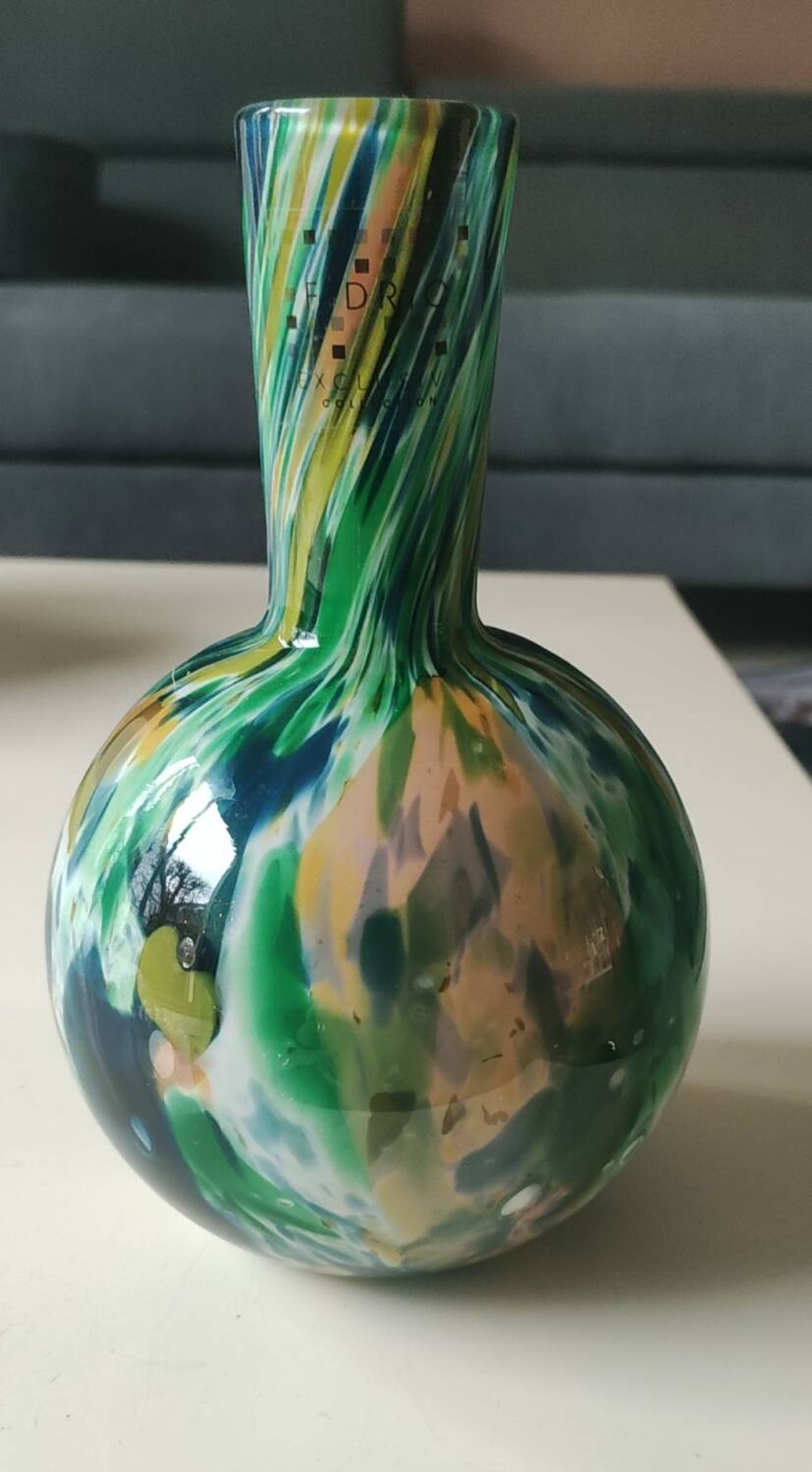 Vase Design Boule/Globe Fidrio Fiesta. Moucheté