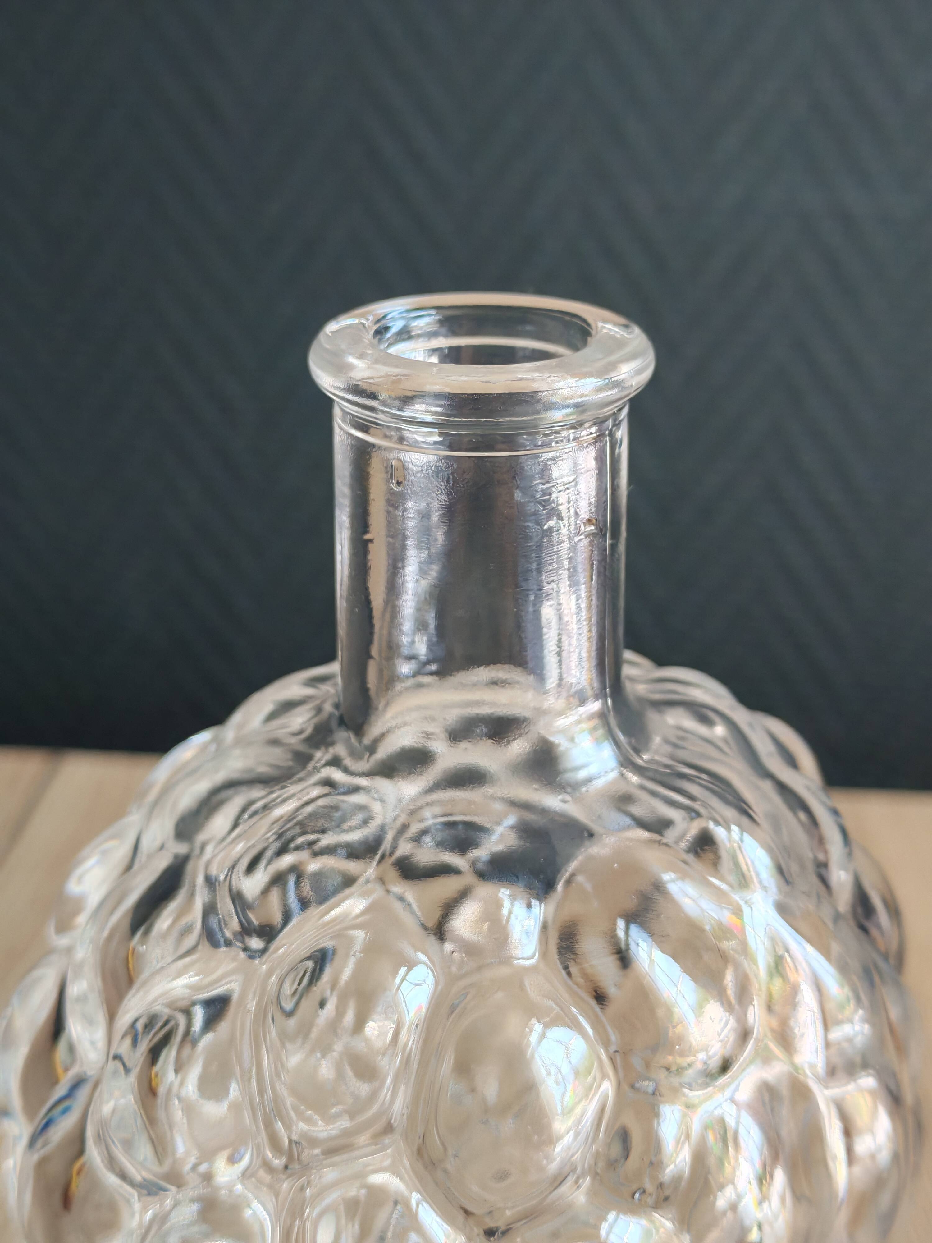Carafe glass bottle moulded grape bunch vintage | Ball stopper