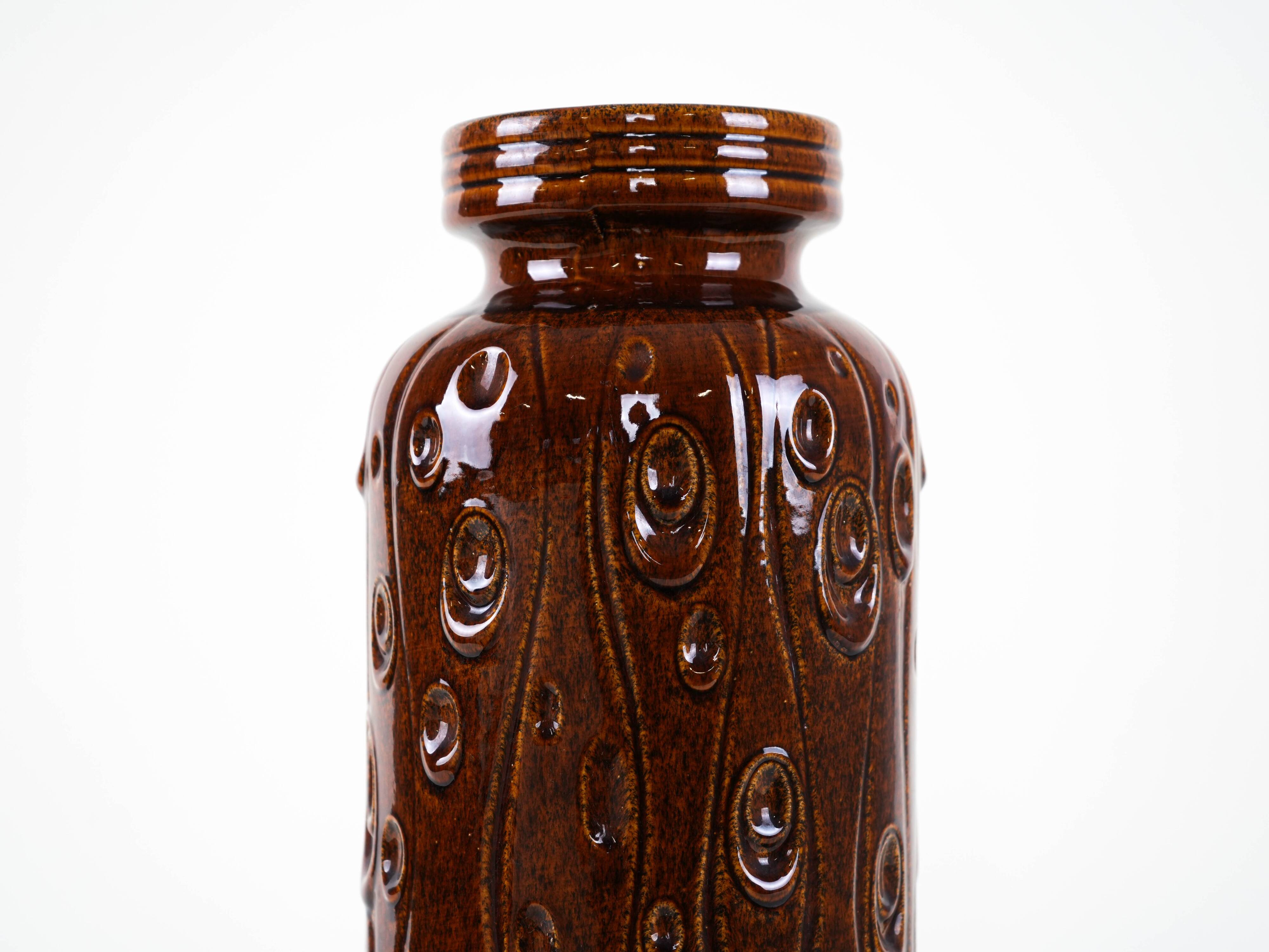 Brown ceramic vase, German design, 1960s, made in West Germany