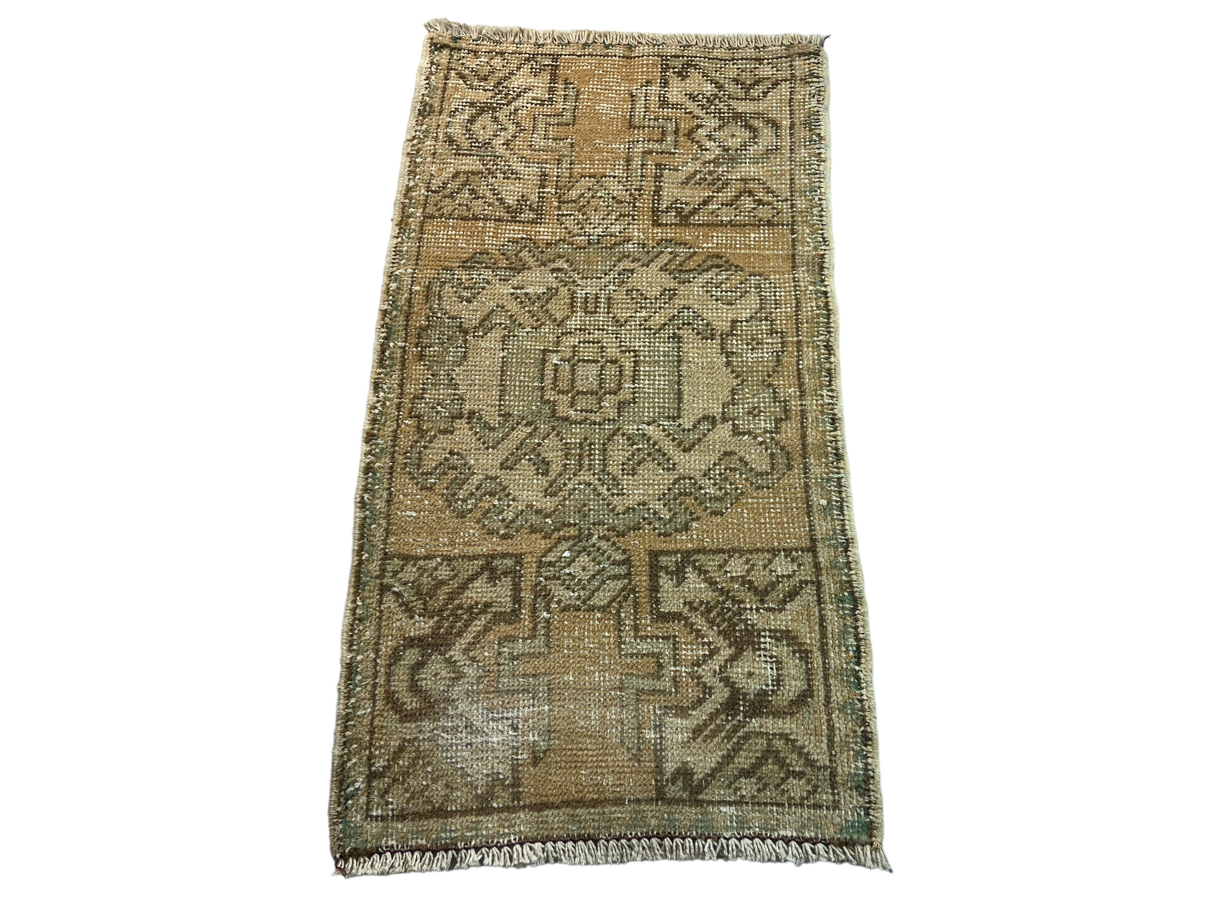 Vintage turkish pastel mini rug 91x 51 cm