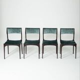 4 chaises en bois et velours Gibelli Giuseppe