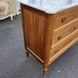 Louis XVI style chest of drawers Marble top White veined with ears