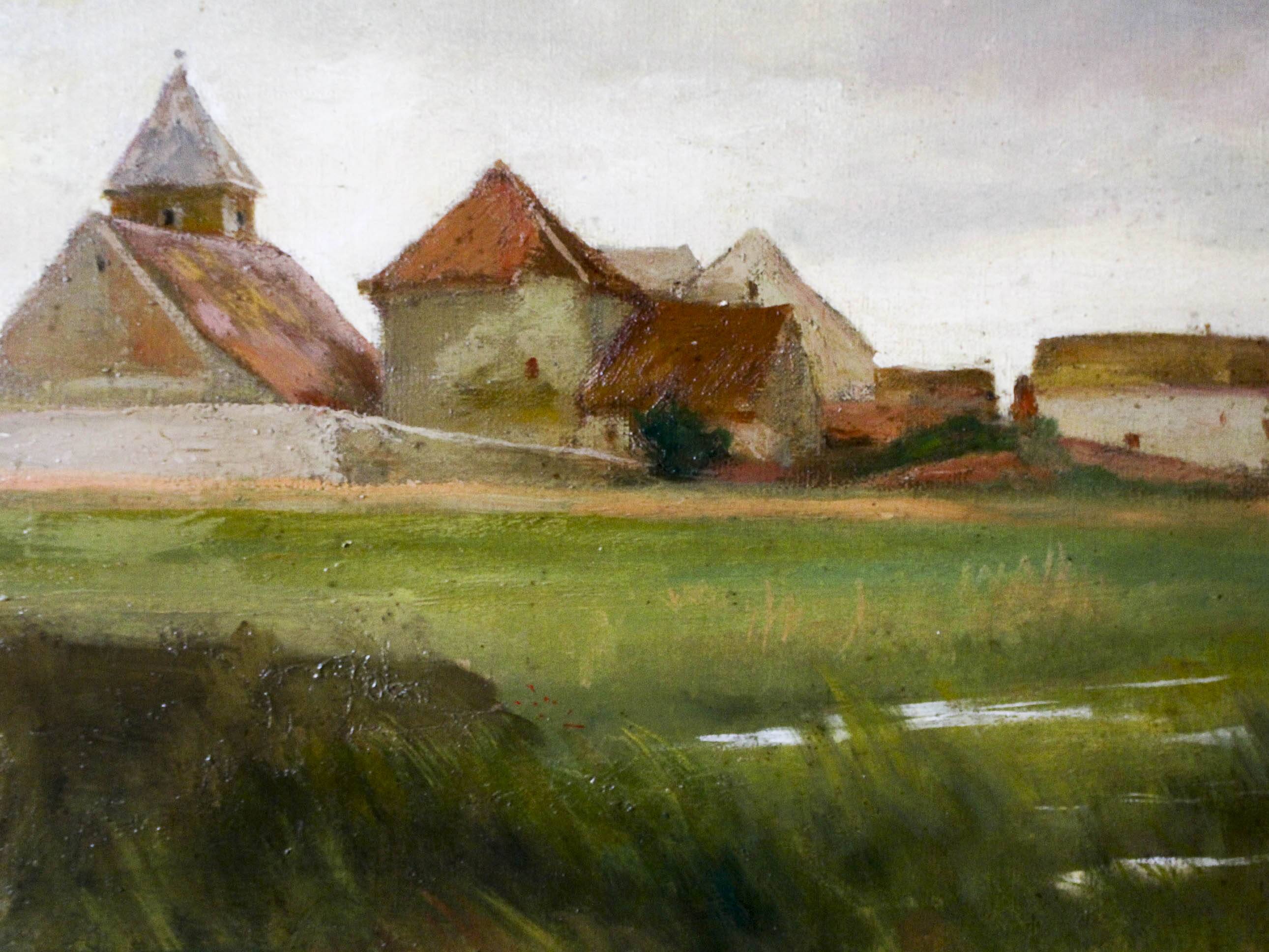 Oil on canvas signed Paysage de Beauce