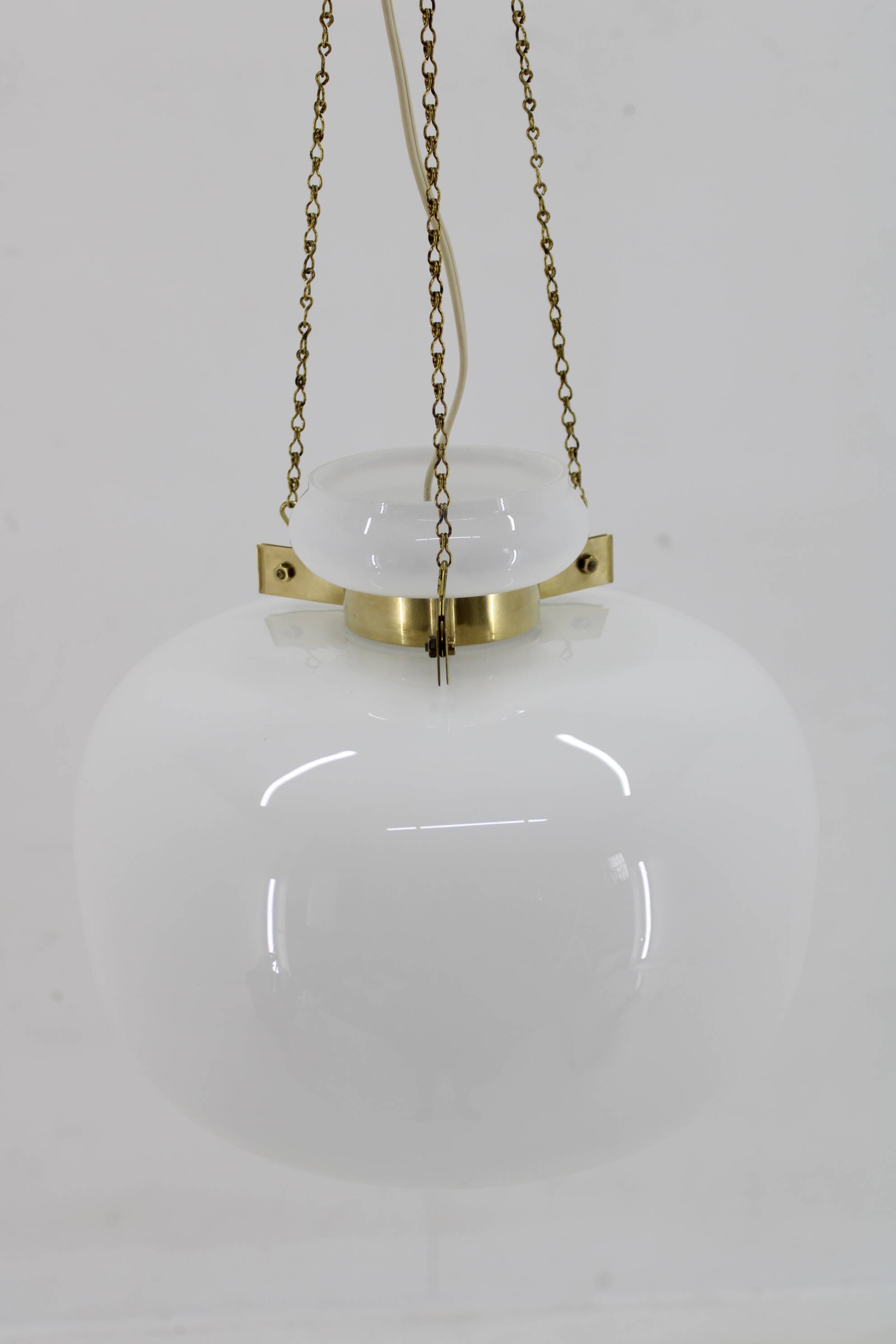 1970s Opaline Glass & Brass Pendant Light , 2 items available