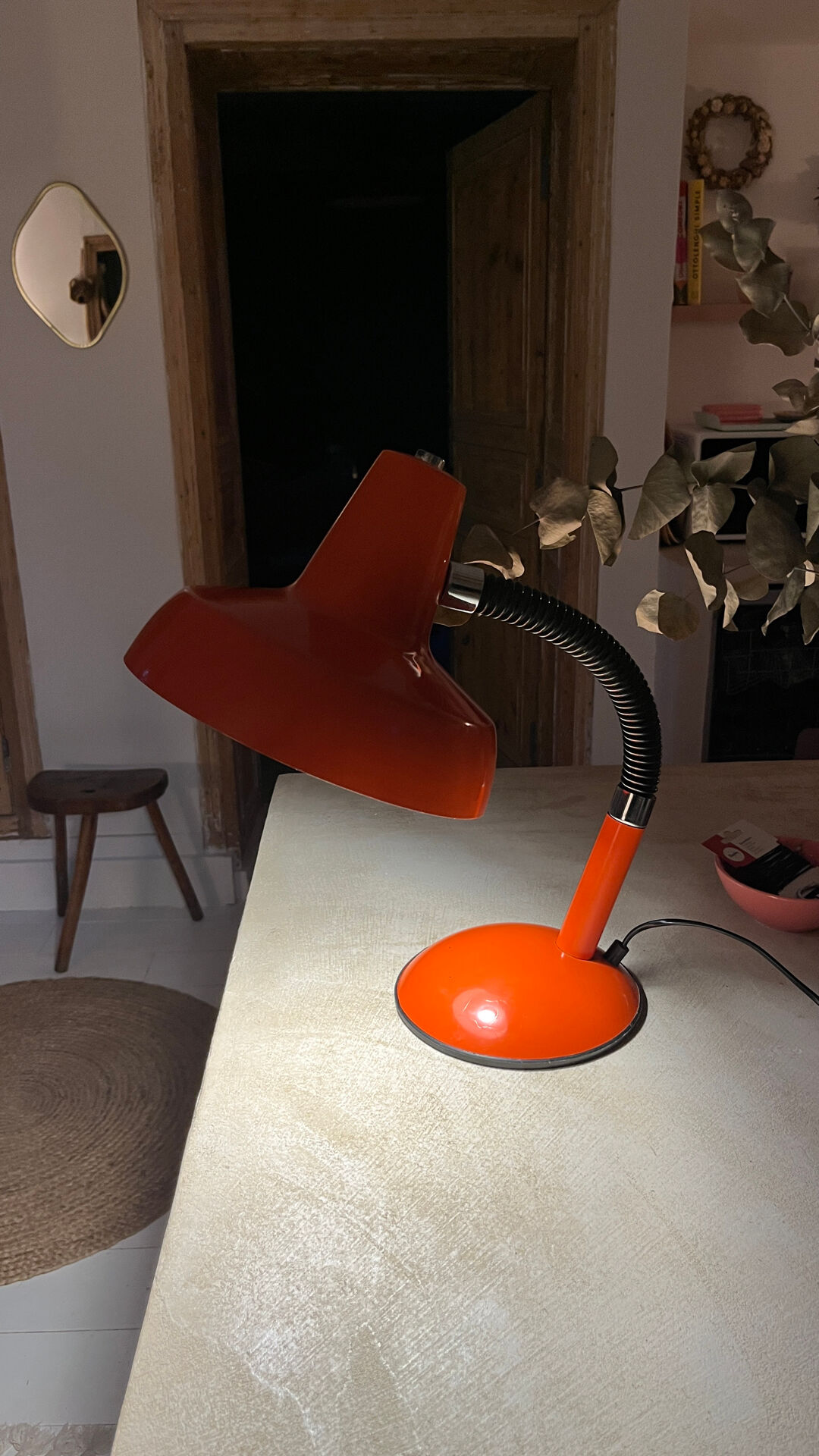 Vintage orange metal lamp