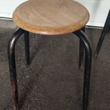 Set of 4 metal and wood school stools