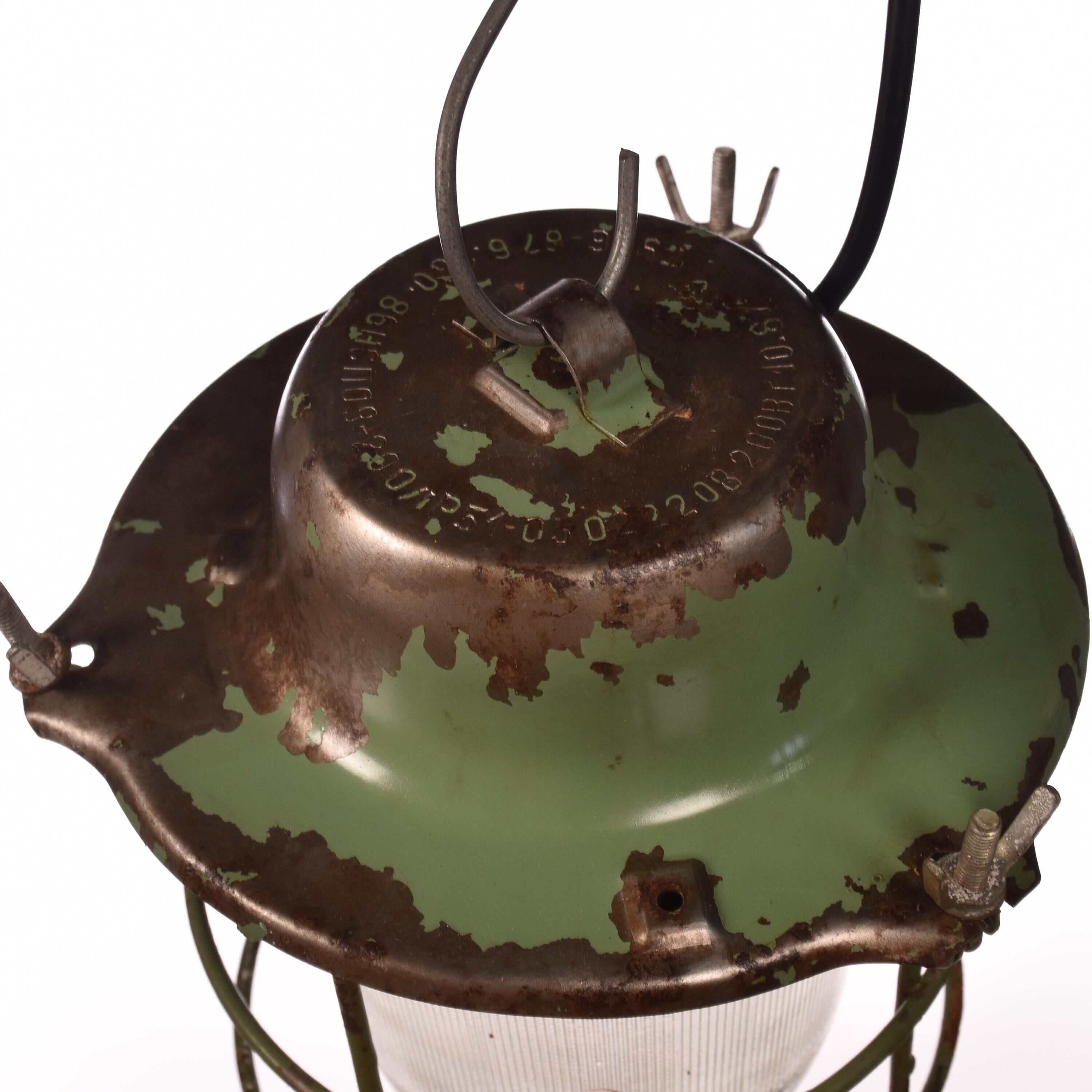 Industrial cage lamp green