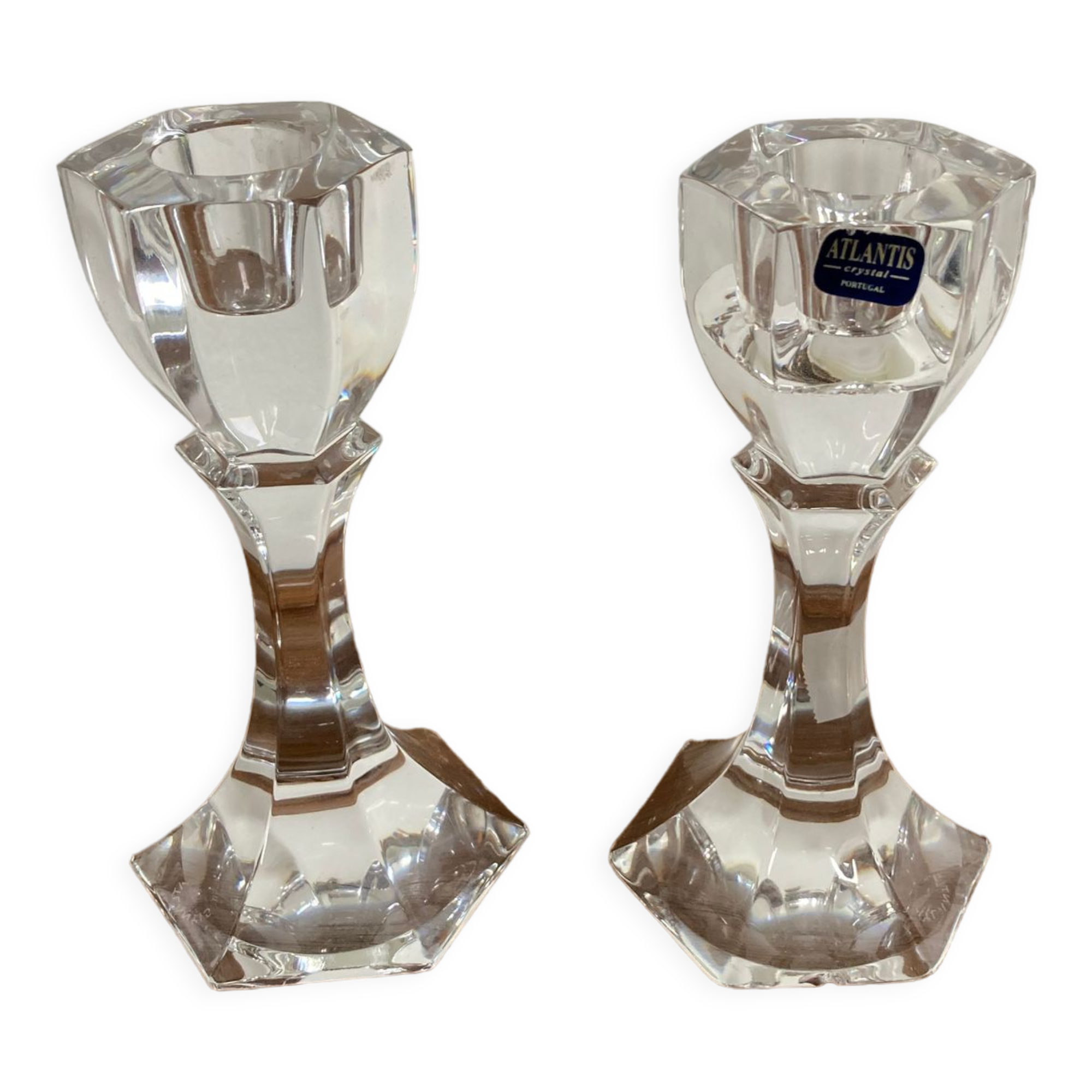 Pair of crystal candle holders