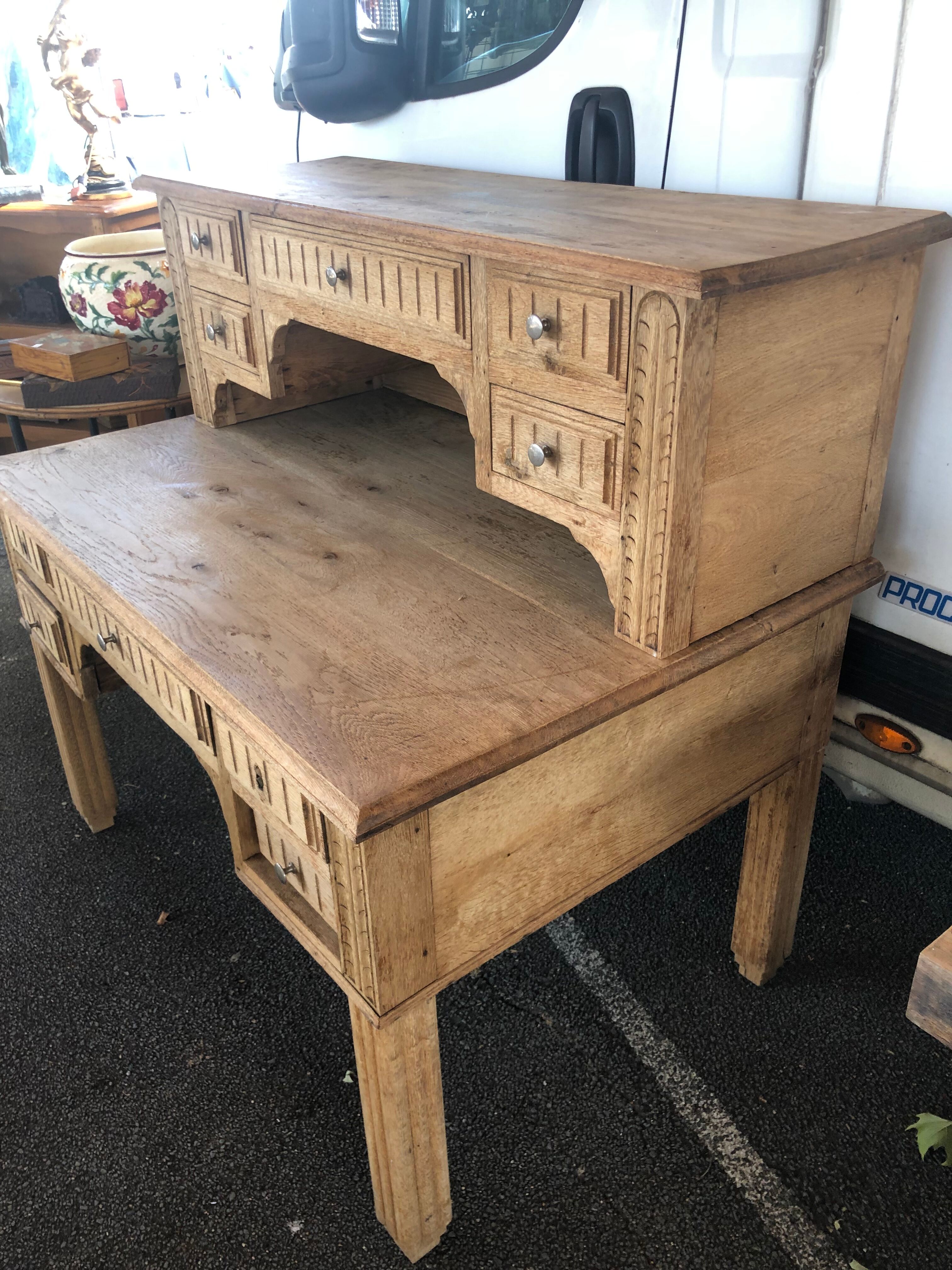 Art deco stepped oak desk