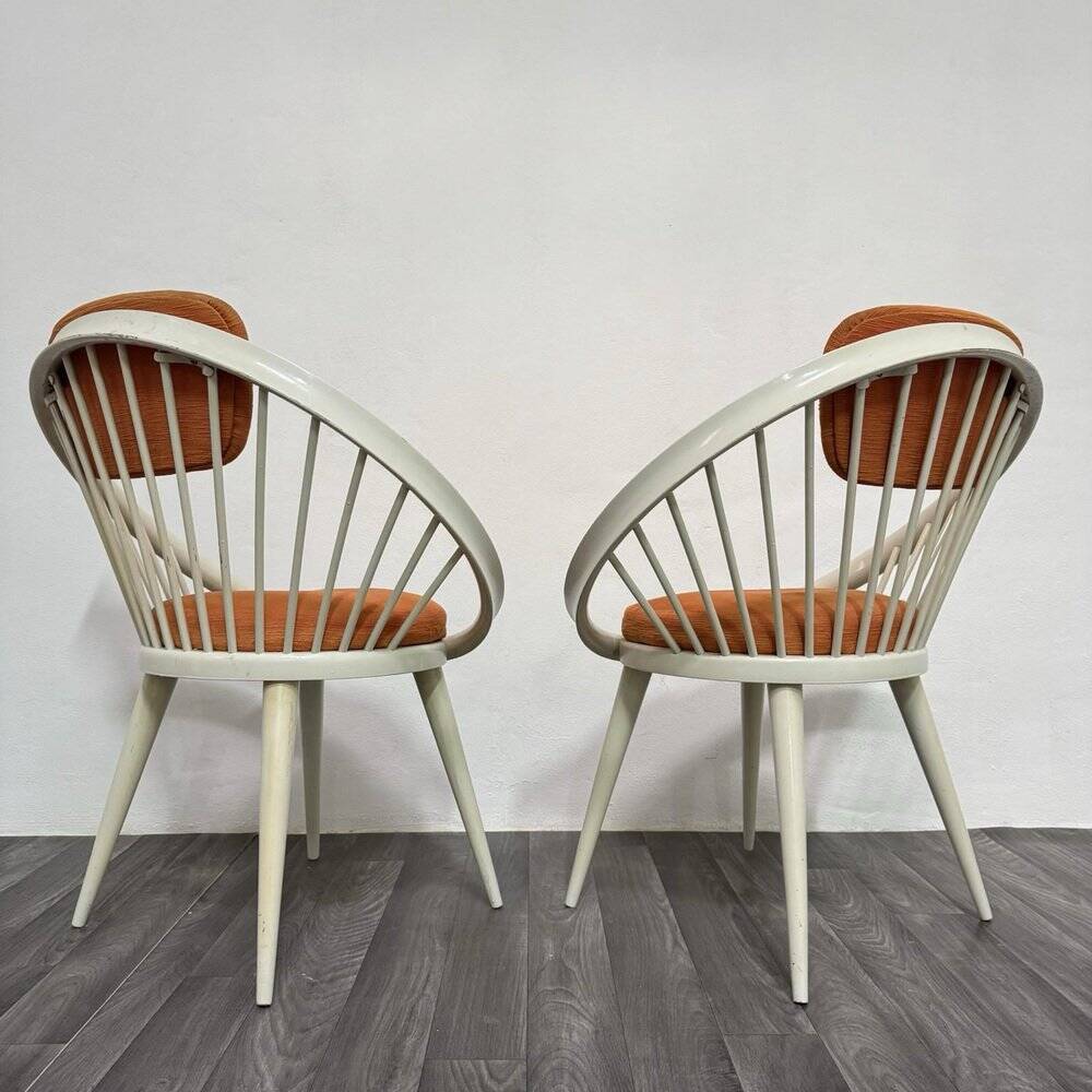 Scandinavian Circle Armchairs attributed to Yngve Ekström, 1960s, Set of 2