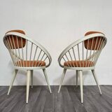 Scandinavian Circle Armchairs attributed to Yngve Ekström, 1960s, Set of 2