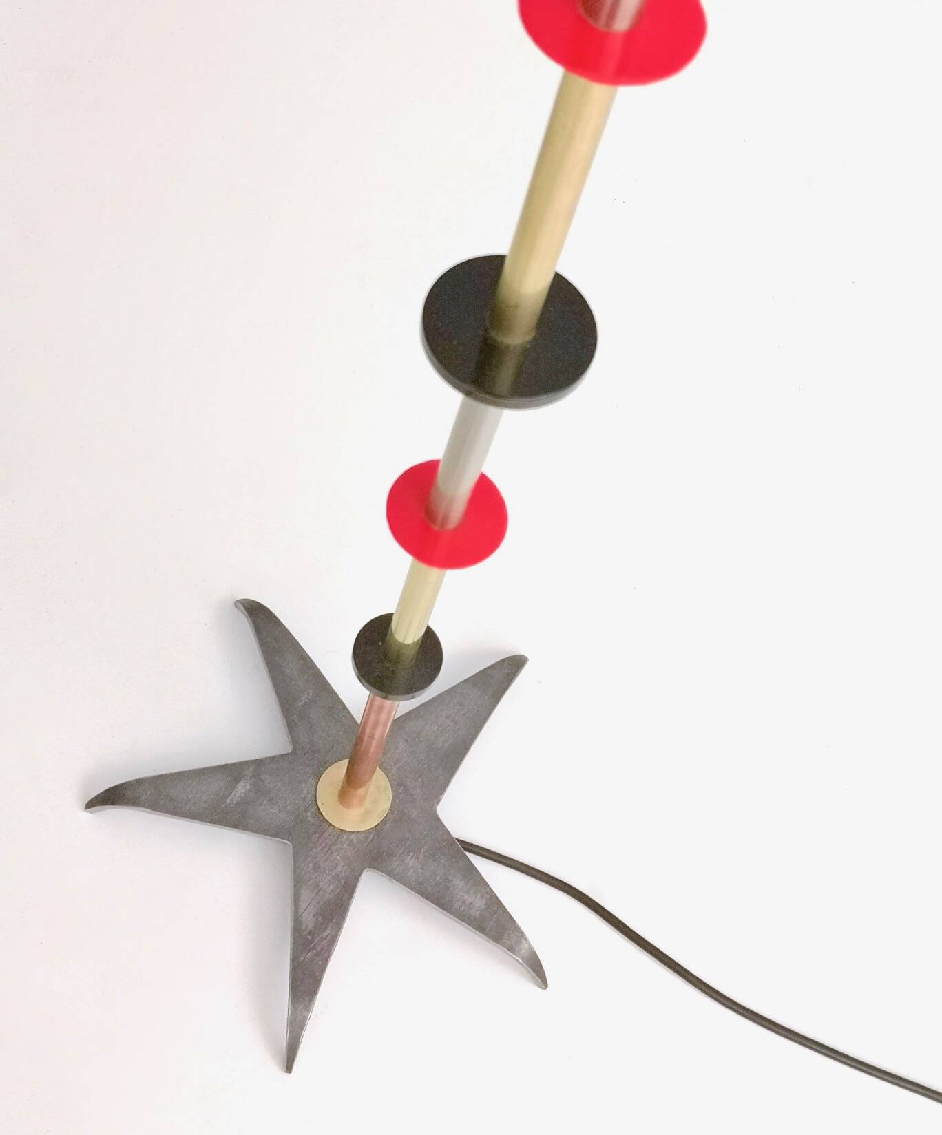 Orange Glass, Brass, Copper and Metal Floor Lamp by Carmelo La Gaipa, 2019