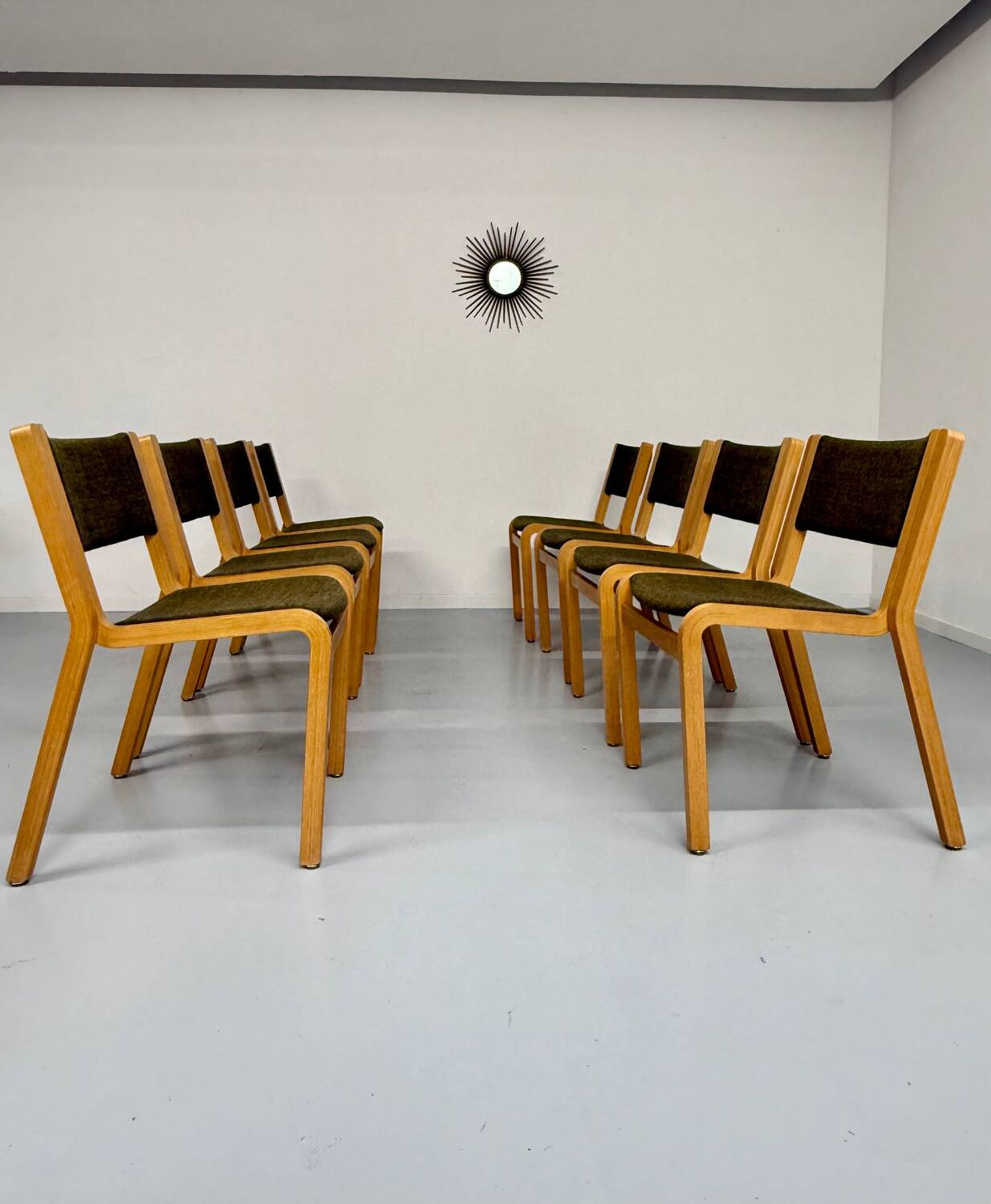 Set of 8 Thygesen and Sorensen / Magnus Olesen designer chairs from the 70s