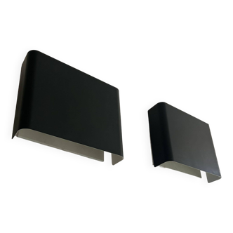 Pair of vintage Doria Leuchten wall lights, matte black, Germany 1970s