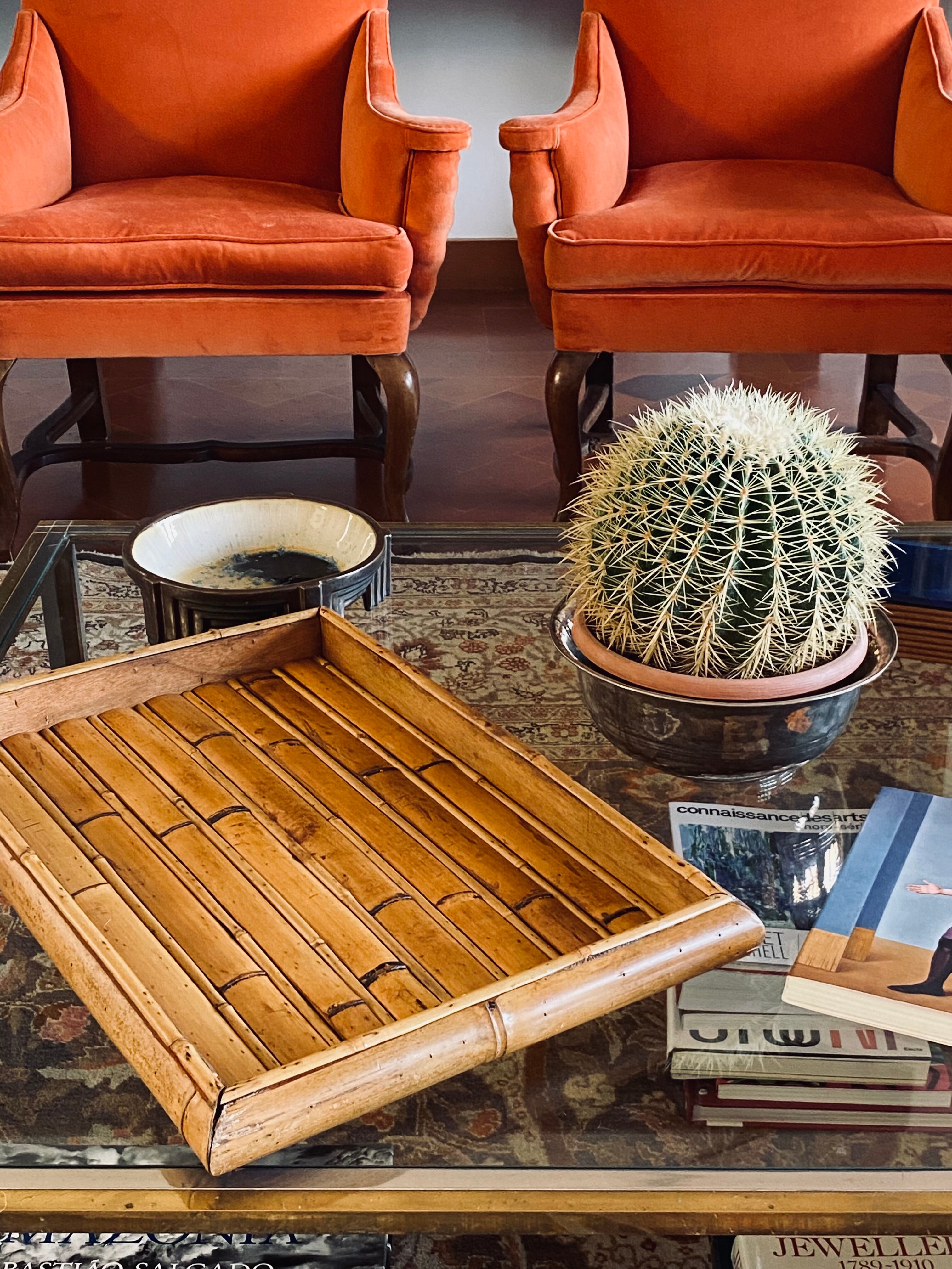 Plateau en bambou, Italie années 1970