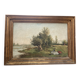Old painting - animated scene: Elegant women on the river bank - post impressionist