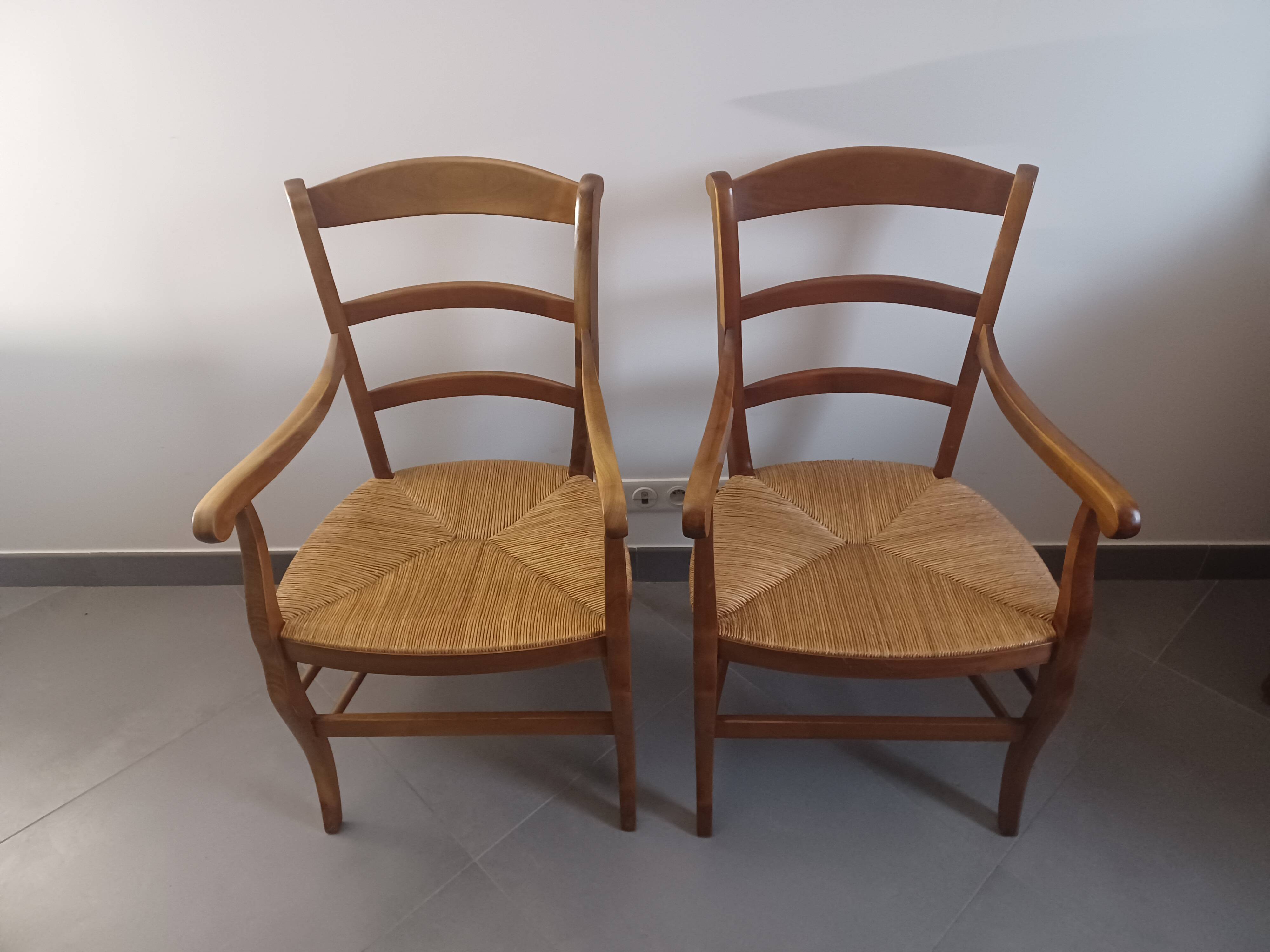 Pair of cherry wood armchairs