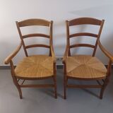 Pair of cherry wood armchairs