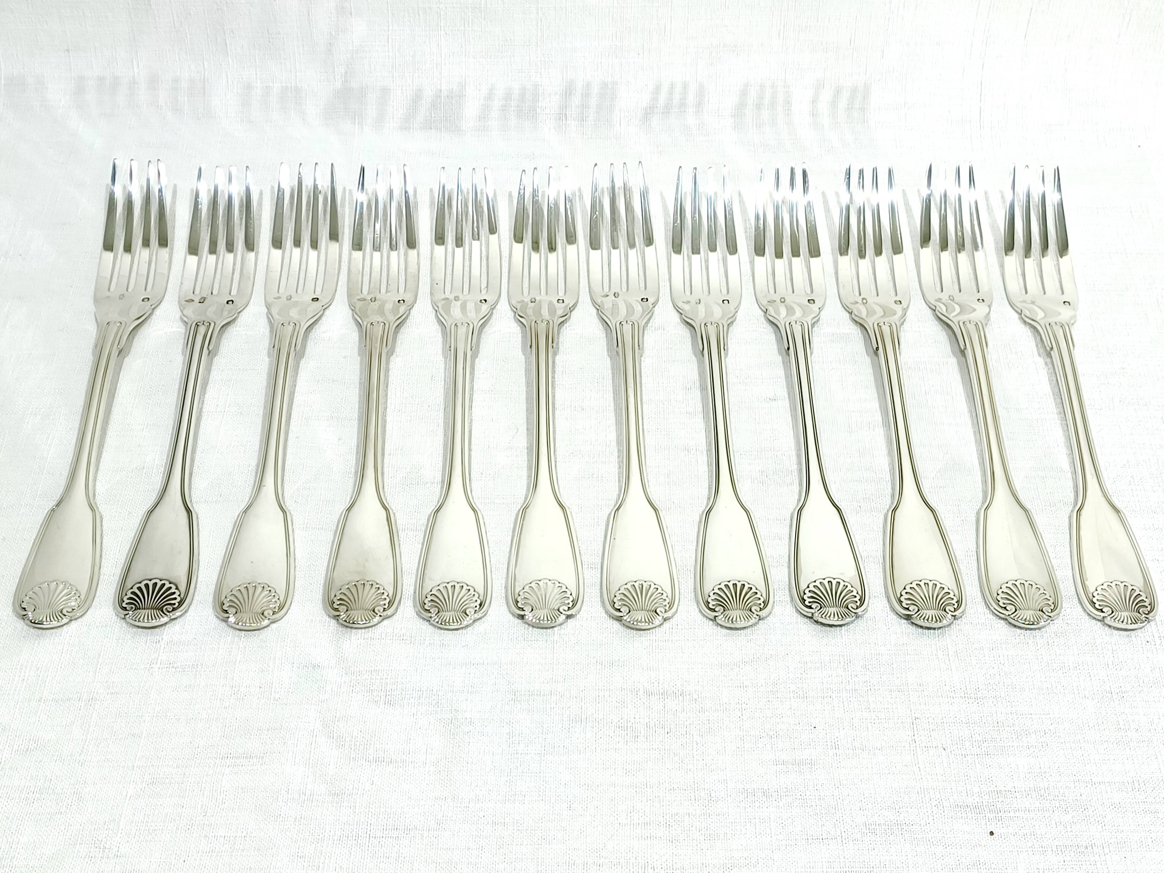 Christofle – 12-piece solid silver fish cutlery set, Vendôme model