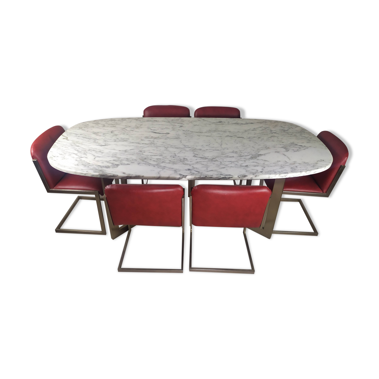 Table design marbre 6 chaises 1970