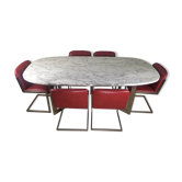 Table design marbre 6 chaises 1970