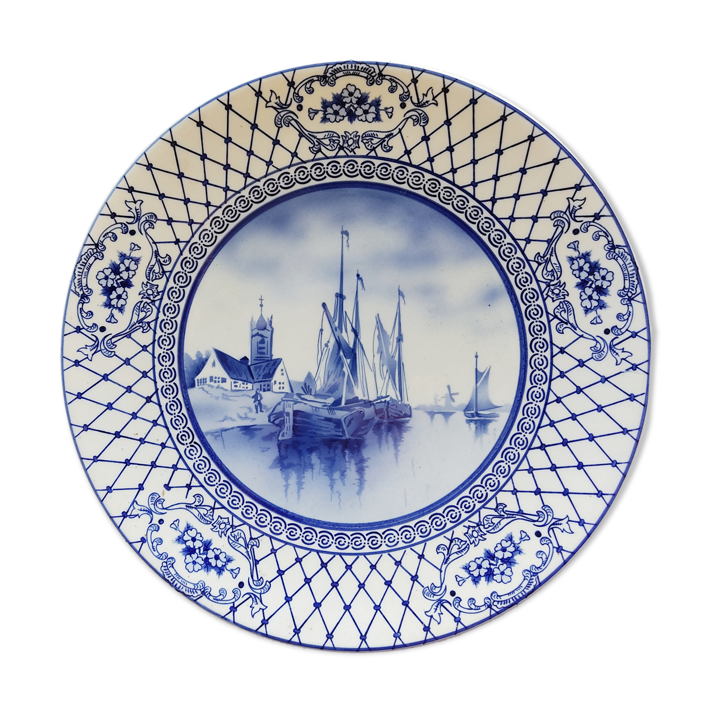 Plat Delft décor de bateaux